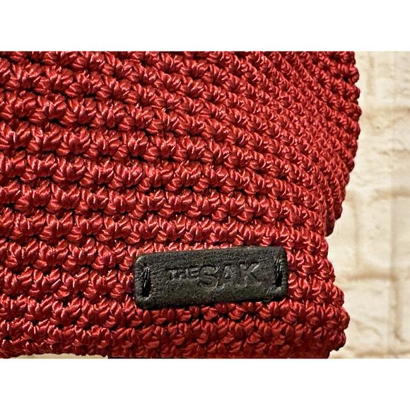 The Sak Red Handbag with Black Leather Trim Handles - Picture 5 of 15